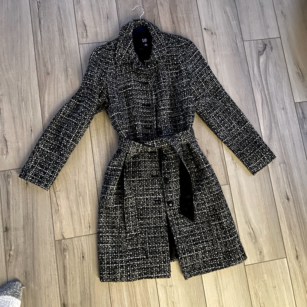 Gap woven tie waist pea coat, Medium